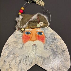 Handcrafted/Painted Santa Wall/Door Hanging Holiday Christmas Decor Collectable